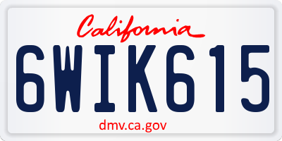 CA license plate 6WIK615