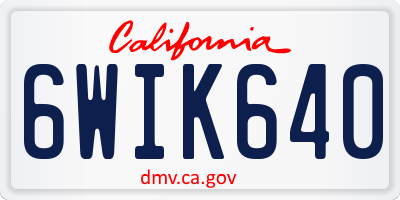 CA license plate 6WIK640