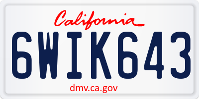 CA license plate 6WIK643