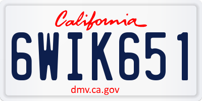 CA license plate 6WIK651