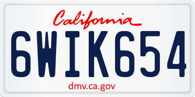 CA license plate 6WIK654