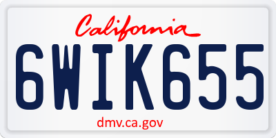 CA license plate 6WIK655