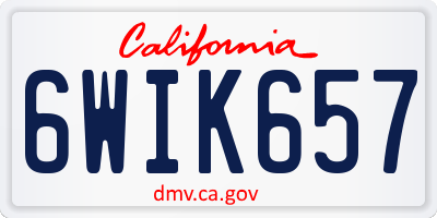 CA license plate 6WIK657