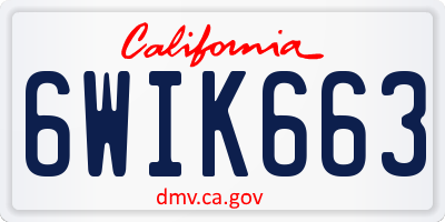 CA license plate 6WIK663