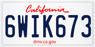 CA license plate 6WIK673