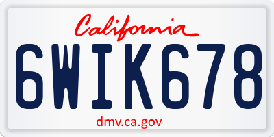 CA license plate 6WIK678