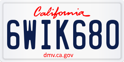 CA license plate 6WIK680