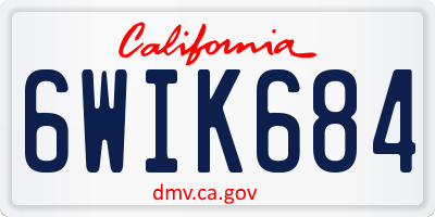 CA license plate 6WIK684