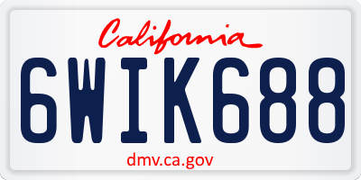 CA license plate 6WIK688