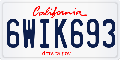CA license plate 6WIK693