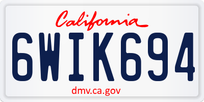 CA license plate 6WIK694