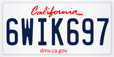 CA license plate 6WIK697