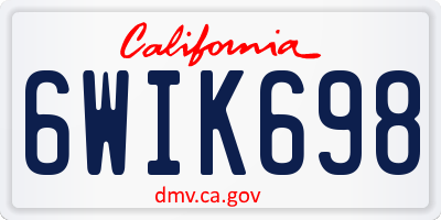 CA license plate 6WIK698