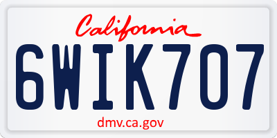 CA license plate 6WIK707