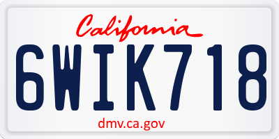CA license plate 6WIK718