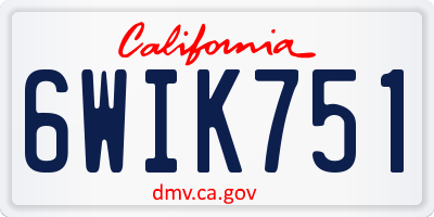 CA license plate 6WIK751