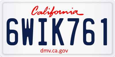 CA license plate 6WIK761