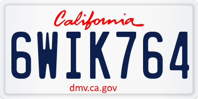CA license plate 6WIK764