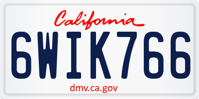 CA license plate 6WIK766