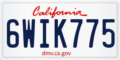 CA license plate 6WIK775