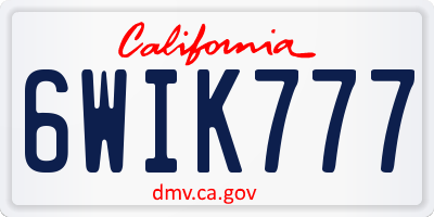 CA license plate 6WIK777