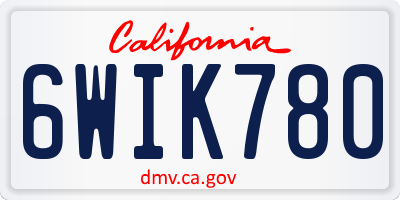 CA license plate 6WIK780