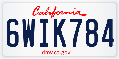 CA license plate 6WIK784