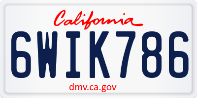 CA license plate 6WIK786