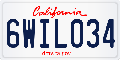 CA license plate 6WIL034