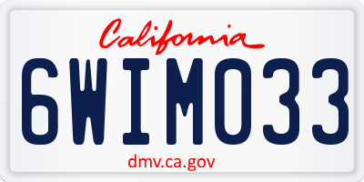 CA license plate 6WIM033