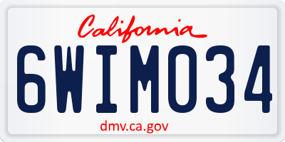 CA license plate 6WIM034
