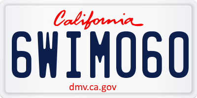 CA license plate 6WIM060