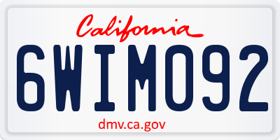 CA license plate 6WIM092