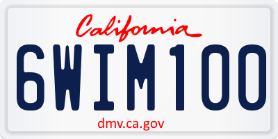 CA license plate 6WIM100
