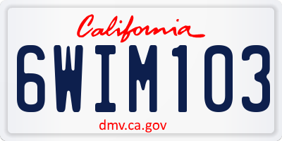 CA license plate 6WIM103