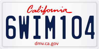 CA license plate 6WIM104
