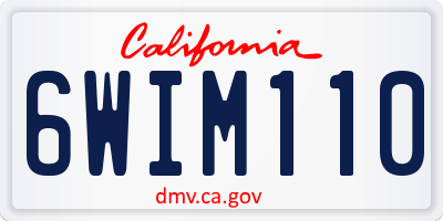 CA license plate 6WIM110