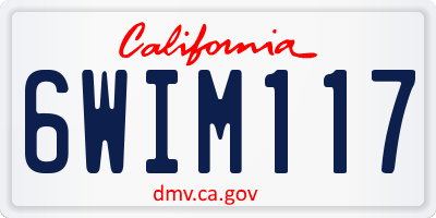 CA license plate 6WIM117