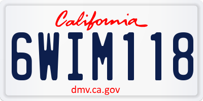 CA license plate 6WIM118