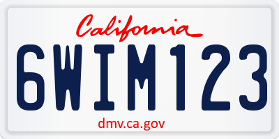 CA license plate 6WIM123
