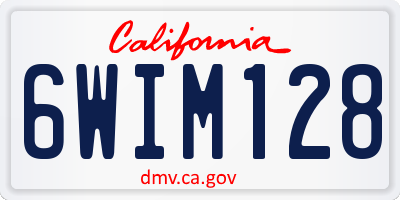 CA license plate 6WIM128