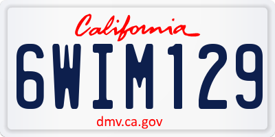 CA license plate 6WIM129