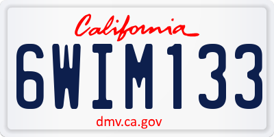 CA license plate 6WIM133