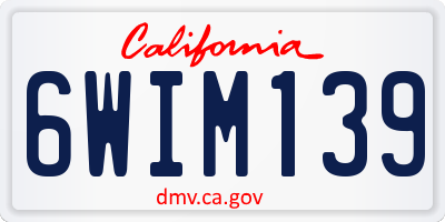 CA license plate 6WIM139