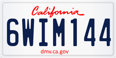 CA license plate 6WIM144