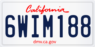 CA license plate 6WIM188