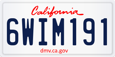 CA license plate 6WIM191