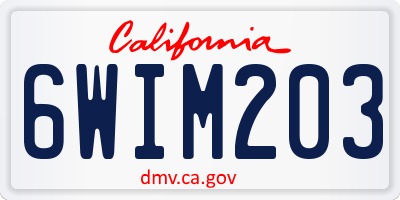CA license plate 6WIM203