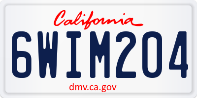 CA license plate 6WIM204