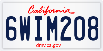 CA license plate 6WIM208